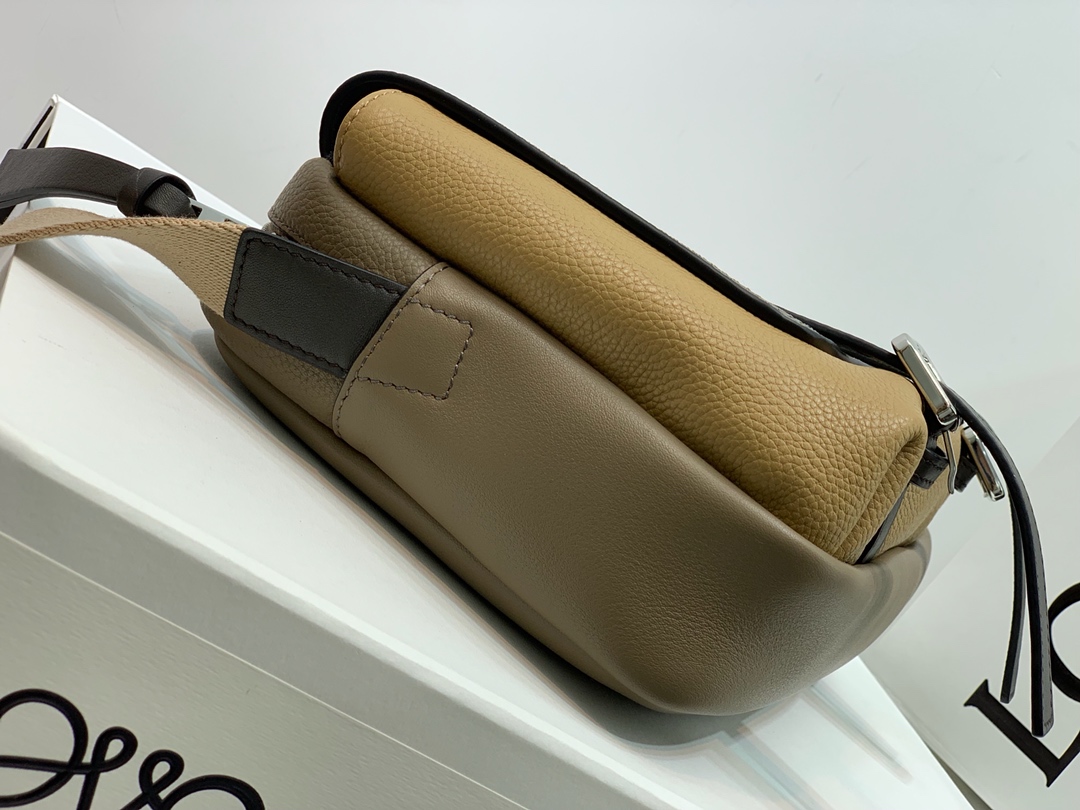 Loewe XS Military Messenger Bag in Soft Grained Calfskin Brown/Tan